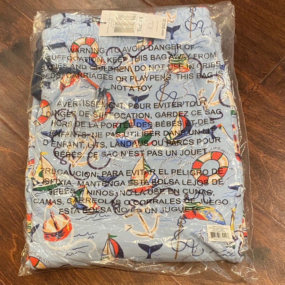 Vera Bradley Really Regatta Nautical Lightweight Jogger Pajama Pants Small NWT